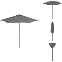 vidaXL Sonnenschirm mit Holz-Mast 270 cm Anthrazit - Sonnenschirme & Sonnenschutze