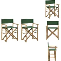 vidaXL Klappbare Regiestühle 2 Stk. Grün Bambus und Stoff - Gartenstühle