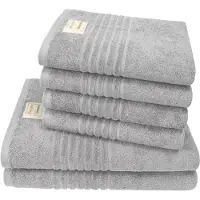 Dyckhoff Handtuch Set "Nature", silber, 6 Stk., Frottier, Frottier, Obermaterial: 100% Baumwolle, Handtuch-Sets, Handtuch Set, 6er Set: 4x Handtücher, je 50 x 100 cm & 2x Badetuch 70 x 140 cm