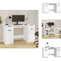vidaXL Schreibtisch mit Beistellschrank Weiß Holzwerkstoff - Schreibtische
