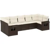The Living Store 7-tlg. Garten-Sofagarnitur mit Kissen Braun Poly Rattan