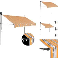 vidaXL Einziehbare Markise Handbetrieben mit LED 300 cm Gelb und Blau - Markisen