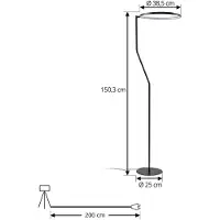 LINDBY LED-Stehleuchte Rayon, schwarz, Metall, Höhe 150,3 cm