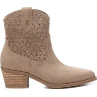 Xti für Damen. 14388503-TAUPE Lederstiefeletten 143885 taupe (37), 5 bis 8 cm, Reißverschluss, Lässig