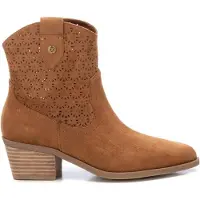 Xti für Damen. 14388502-CAMEL Lederstiefeletten 143885 braun (40), 5 bis 8 cm, Reißverschluss, Lässig