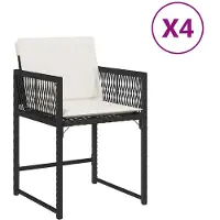 The Living Store Gartenstühle mit Kissen 4 Stk. Schwarz Poly Rattan