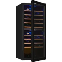 Exquisit Weinkühlschrank 2 Zonen, Platz für 90 Flaschen, 220 Liter, Umluftventilator, Digitale Temperaturanzeige, WS2-114-GTE-160G schwarz