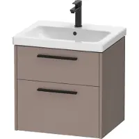Duravit D-Code Waschtischunterbau wandhängend, 1 Auszug, 1 Schubkästen, 584x460mm, Siphonausschnitt, mit Griff, DC46700BD430000, Farbe: Korpus Basalt Matt, Griff Diamantschwarz Matt