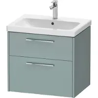 Duravit D-Code Waschtischunterbau wandhängend, 1 Auszug, 1 Schubkästen, 634x460mm, Siphonausschnitt, mit Griff, DC4671010HG0000, Farbe: Korpus Fjordgrün Matt, Griff Chrom Hochglanz