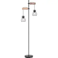 Globo Stehleuchte Mina, schwarz/braun, Höhe 168 cm, Metall/Holz