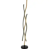 Globo LED-Stehlampe Geronimo, Höhe 135 cm, schwarz/Holzoptik