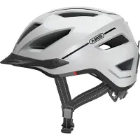 ABUS Stadthelm Pedelec 2.0 - Fahrradhelm mit Rücklicht und Regenhaube - für den Stadtverkehr - für Damen und Herren - Weiß, Größe L (56-62 cm)