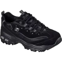 SKECHERS für Damen. 11930 D'Lites-Biggest Fan Leder Turnschuhe schwarz (39), 3 bis 5 cm, Schnürsenkel, Lässig