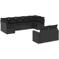 The Living Store 9-tlg. Garten-Sofagarnitur mit Kissen Schwarz Poly Rattan