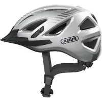 ABUS Stadthelm Urban-I 3.0 - Fahrradhelm mit Rücklicht, chirm und Magnetverschluss - für Damen und Herren - Silber, Größe XL (61-65 cm)
