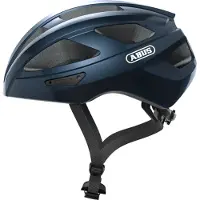 ABUS Rennradhelm Macator - sportiver Fahrradhelm für Einsteiger - auch für Zopfträger/-innen - für Damen und Herren - Dunkelblau Glänzend, Größe L (58-62 cm)
