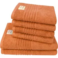 Dyckhoff Handtuch Set "Nature", orange (terra), 6 Stk., Frottier, Frottier, Obermaterial: 100% Baumwolle, Handtuch-Sets, Handtuch Set, 6er Set: 4x Handtücher, je 50 x 100 cm & 2x Badetuch 70 x 140 cm
