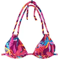 Buffalo Triangel-Bikini-Top "Soleil", Damen, Gr. 42, Cup C/D, bunt (berry bedruckt), Recycling-Polyamid, bedruckt, floral, Bikini-Oberteile Triangel-Bikini-Top, mit leichter Wattierung