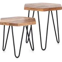 ByLiving Zweisatztisch Elea, Breite 2x 45 cm, Mangoholz, Gestell Metall schwarz