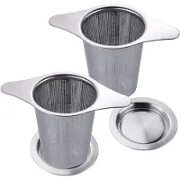 OEM Premium RVS Thee Filter mit Feinmaschigem Filter für lose Teeblätter - Tee Ei für Losen Tee - Silber - 2er Set
