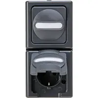 Kopp 130815000 BLUE ELECTRIC - Aus-/Wechselschalter-Steckdosenkombination, Farbe: anthrazit
