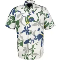 Lerros Kurzarmhemd "Sommerliches Baumwoll-Leinenhemd in Übergrößen", Herren, Gr. 5XL, extraweit, weiß, 80% Baumwolle, 20% Leinen, Hemden Kurzarmhemd
