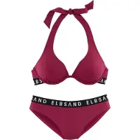 Elbsand Bügel-Bikini , Damen, Gr. 42, Cup C, pink (beere), Recycling-Polyamid, unifarben mit Farbeinsatz, Bikini-Sets Bügel-Bikini, mit Markenschriftzügen in Kontrastfarbe