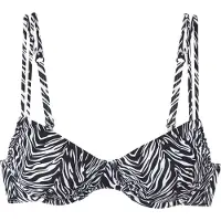 s.Oliver Bügel-Bikini-Top "Kanto", Damen, Gr. 44, Cup E, schwarz-weiß (schwarz, weiß), Microfaser, Recycling-Polyamid, bedruckt, Bikini-Oberteile Bügel-Bikini-Top, im Animal-Design