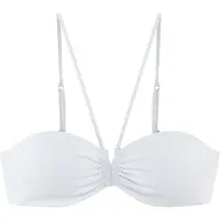 Copenhagen Studios Bandeau-Bikini-Top "Nela", Damen, Gr. 40, Cup A/B, weiß, Rippware, Recycling-Polyamid, strukturiert, unifarben, Bikini-Oberteile Bandeau-Bikini-Top, mit V-förmigem Cut-Out vorn