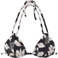 s.Oliver Triangel-Bikini-Top "Lady", Damen, Gr. 42, Cup C/D, beige (schwarz, creme), Microfaser, Recycling-Polyamid, geblümt, Bikini-Oberteile Triangel-Bikini-Top, mit floralem Design