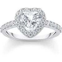 Thomas Sabo Fingerring "Schmuck Silber 925 Ring Halo in Herzform" Gr. 56, silber (silberfarben, kristallweiß), Fingerringe, Damen, 56, Silber 925 (recycelt), 2mm, Fingerring, mit Zirkonia (synth.)