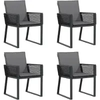 The Living Store Gartenstühle mit Kissen 4 Stk. Schwarz Poly Rattan