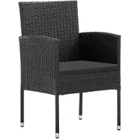 The Living Store Gartenstühle mit Kissen in Schwarz 4 Stk. Schwarz Polyrattan
