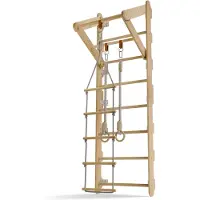Juskys Sprossenwand für Kinder - Indoor Klettergerüst mit Turnringen und Strickleiter