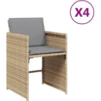 The Living Store Gartenstühle mit Kissen 4 Stk. Beigemischung Poly Rattan