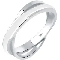 Elli Silberring "Ring Wickelring Emaille 925 Silber" Gr. 56, weiß, Fingerringe, Damen, 56, Silber 925 (Sterlingsilber), Silberring