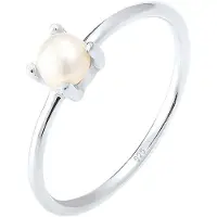 Elli Perlenring "Ring Süßwasserperle Weiß Rund 925 Sterling Silber" Gr. 54, silber, Fingerringe, Damen, 54, ohne Stein, Silber 925 (Sterlingsilber), 5mm, Perlenring