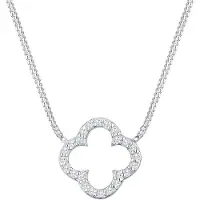 Elli Silberkette "Halskette Kleeblatt Glück Zirkonia 925 Silber" Gr. 50, weiß, Halsketten, Damen, 50,mit Stein, Silber 925 (Sterlingsilber), Silberkette
