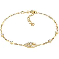 Elli Armkette "Armband Evil Eye Symbol Zirkonia Talisman 925 Silber" Gr. 160, gold, Armbänder, Damen, Silber 925 (Sterlingsilber), Armkette