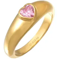 Elli Siegelring "Ring Zirkonia Herz Bandring Liebe 925 Silber vergoldet" Gr. 46, pink, Fingerringe, Damen, 46, ohne Stein, Silber 925 (Sterlingsilber), 5mm, Siegelring