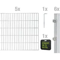 Alberts Doppelstabmatten Zaun, Höhe 80 cm, Länge 10 m, Zaun-Komplettset zum Einbetonieren, feuerverzinkt, Pfosten 60x40 mm