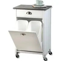 Kesper Küchenwagen weiß mit 2 Abfalleimern (je 15 L) – 50 x 37 x 79 cm – Servierwagen – mit Schubkasten & 4 Rollen, 2 feststellbar – 2552713