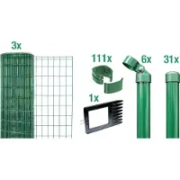 Alberts Fix-Clip Pro Gartenzaun, Höhe 153 cm, Länge 75 m, Zaun-Komplettset zum Einbetonieren, grün