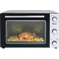 Bestron 2-in-1 Mini-Backofen mit Drehspieß, 55 Liter, 2000 W, Edelstahl, Schwarz