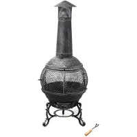 Tepro Feuerstelle Guss-Feuerstelle Jacksonville, schwarz/grau (52 x 52 x 140 cm)