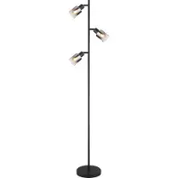Globo Lighting Lighting Stehleuchte Metall schwarz matt, Glas rauchfarben, klar verlaufend, Kabel PVC schwarz, Fußtrittschalter im Kabel, ø: 230mm, H: 1540mm, Kabellänge 1800mm, exkl. 3x E14 40W 230V