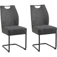 ByLiving Esszimmerstuhl 2er Set PETER / Vintage Mikrofaser anthrazit / Gestell Metall schwarz / Traglast von bis zu 150 kg / mit Griff / Esszimmerstuhl / B 45, H 94, T 54 cm