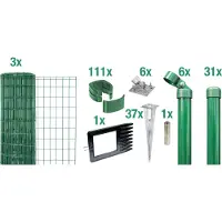 Alberts Fix-Clip Pro Gartenzaun, Höhe 81 cm, Länge 75 m, Zaun-Komplettset mit Bodenhülsen, grün