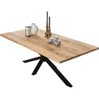 SIT Möbel Esstisch aus Wildeiche | 180 x 100 cm | 40 mm Tischplatte natur | Gestell Metall antikschwarz | B 180 x T 100 x H 76 cm | 15240-11 | Serie TABLES & CO
