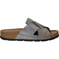 Rohde Damen Pantolette Leder Kork Kreuzbandage D.Soave 5410, Größe:37 EU, Farbe:Grau